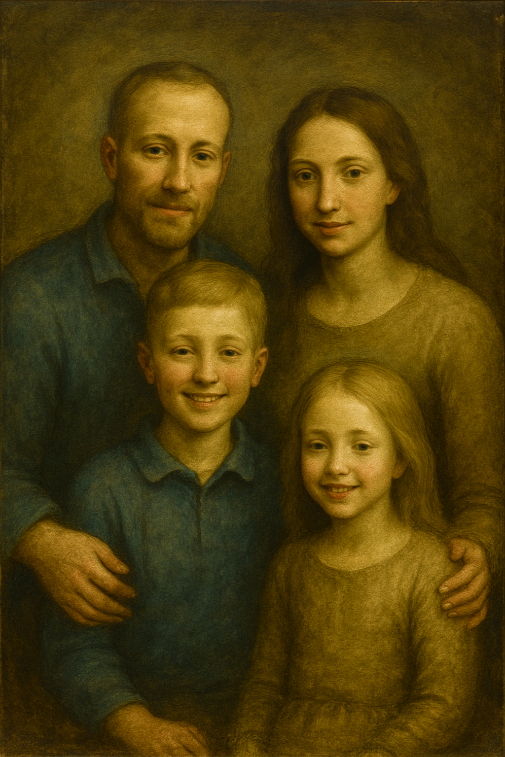 Family photograph transformed into Da Vinci style